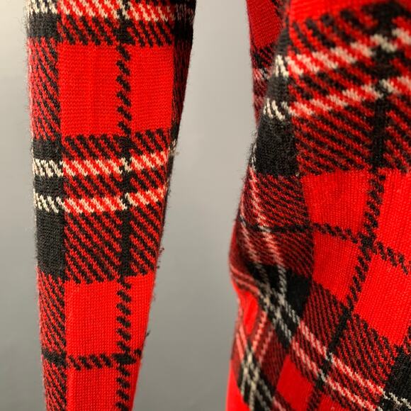 EQUIPMENT Size S Red Black White Wool Blend Plaid Crew Neck Pullover - Picture 5 of 7